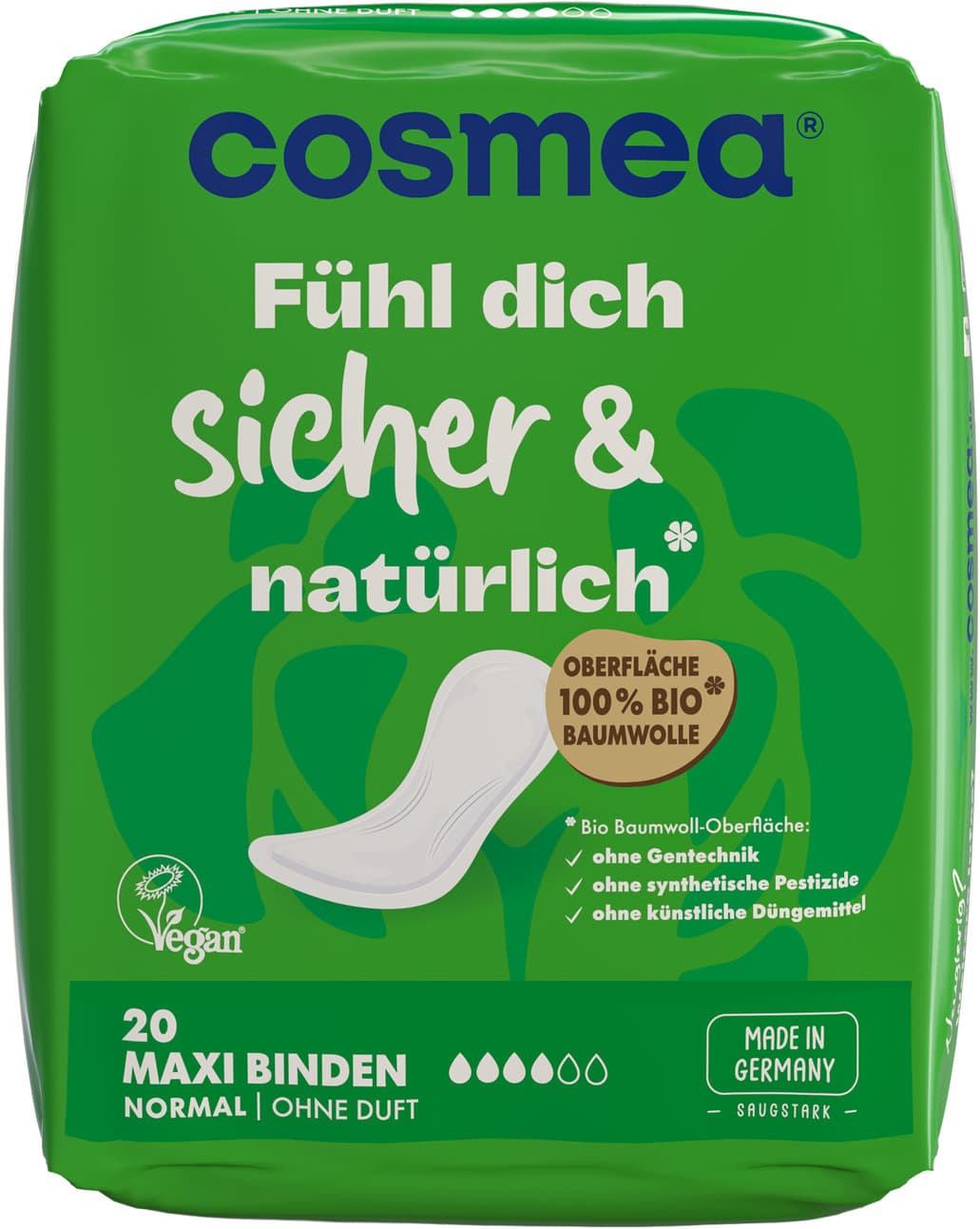 Cosmea® Comfort Bio Maxi Binden, VEGAN, Normal ohne Duft