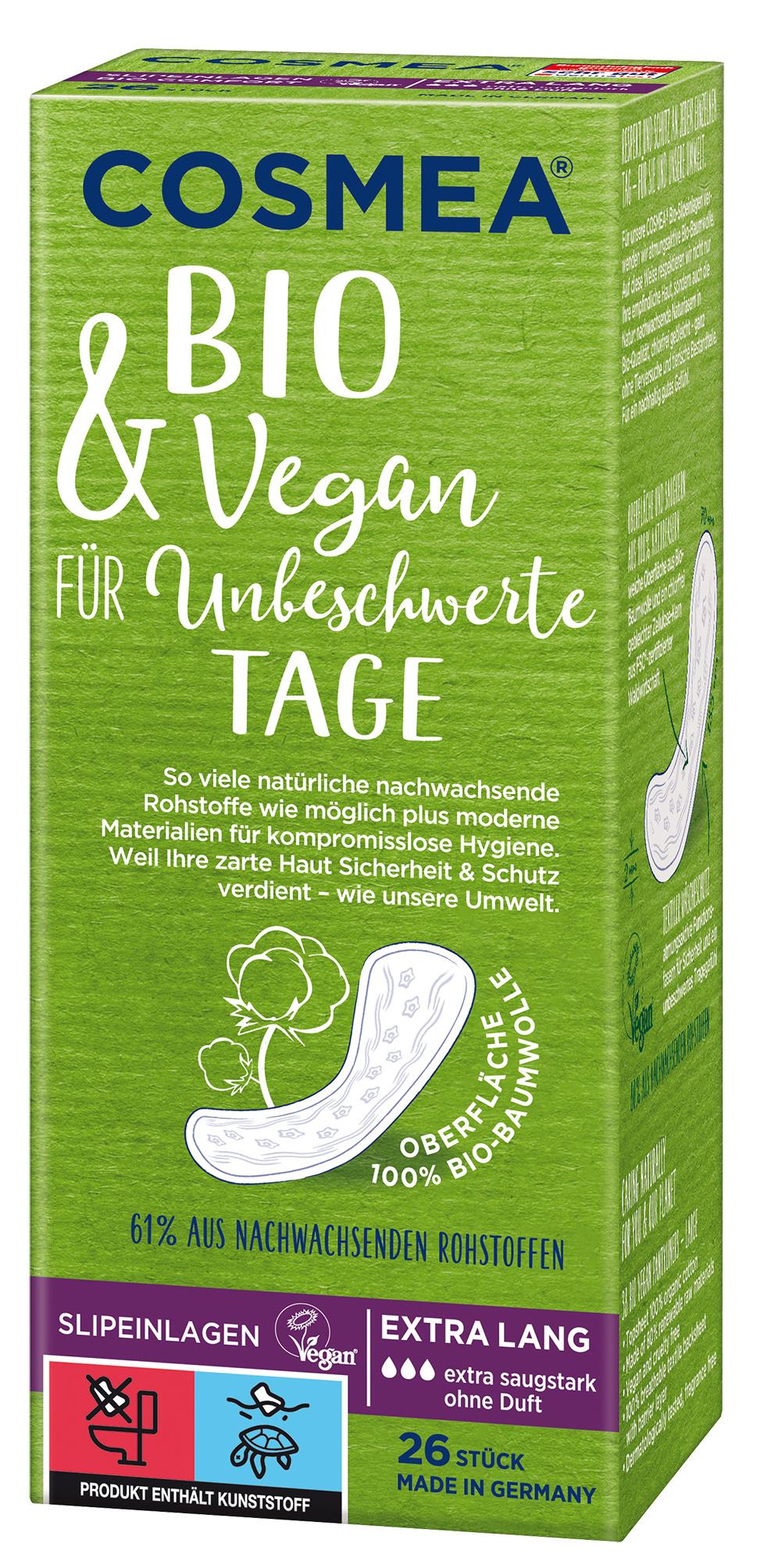 Cosmea® BIO Slipeinlagen, VEGAN, Extra Lang ohne Duft