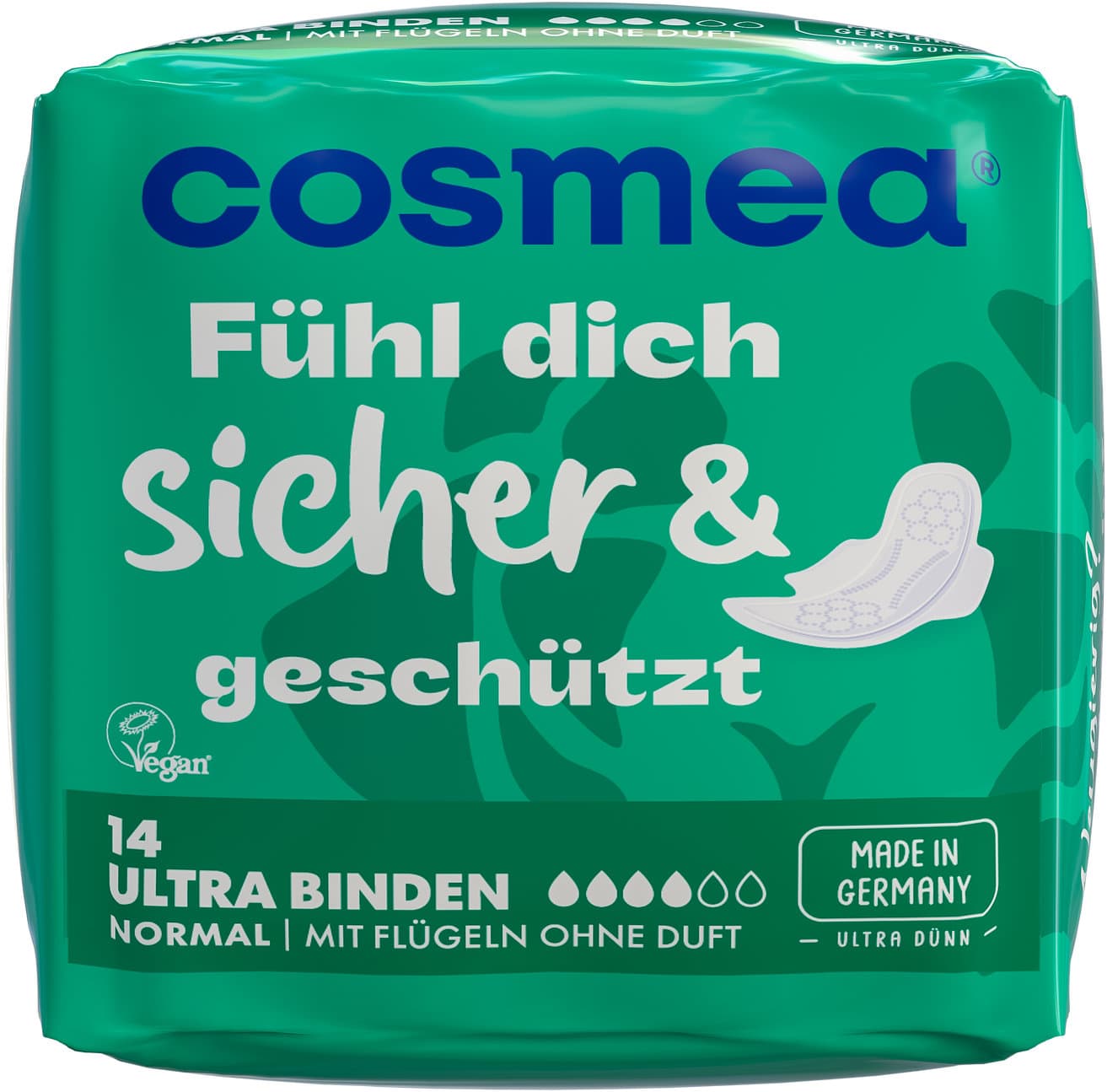 Cosmea® Ultra Binden, vegan, Normal mit Flügeln
