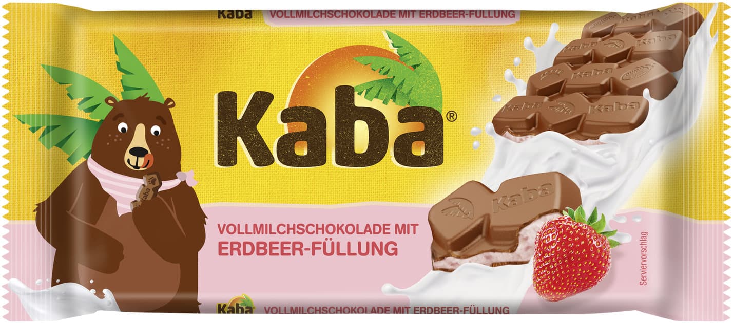 Kaba Vollmilchschokolade mit Erdbeerfüllung