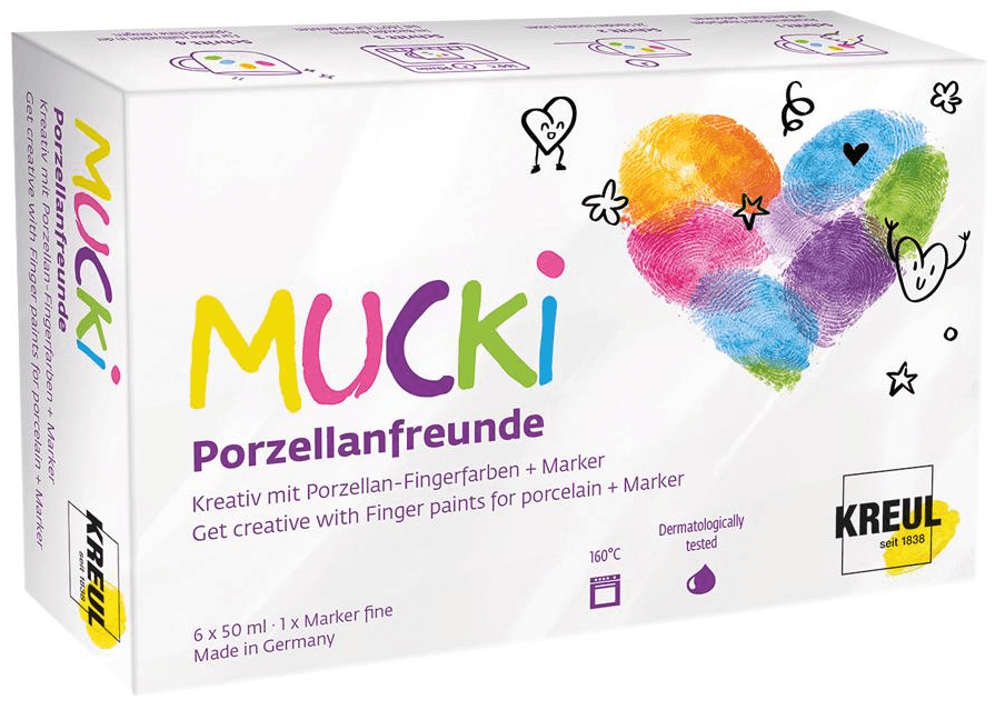 KREUL MUCKI Porzellanfreunde Set mit Porzellan-Fingerfarben + Marker