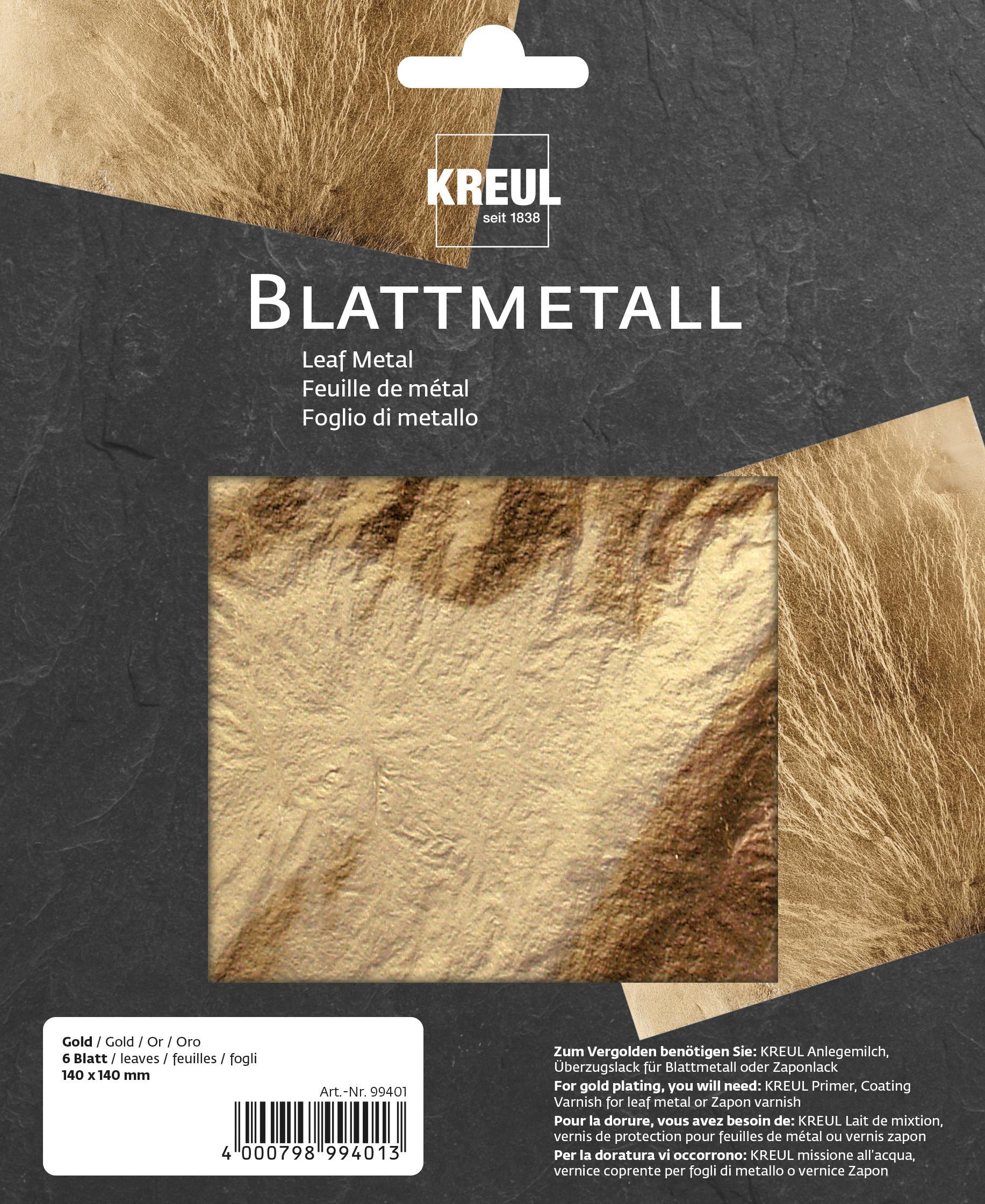 KREUL Art Deco Blattmetalle Goldfarben 140 x 140 mm 6 Blatt