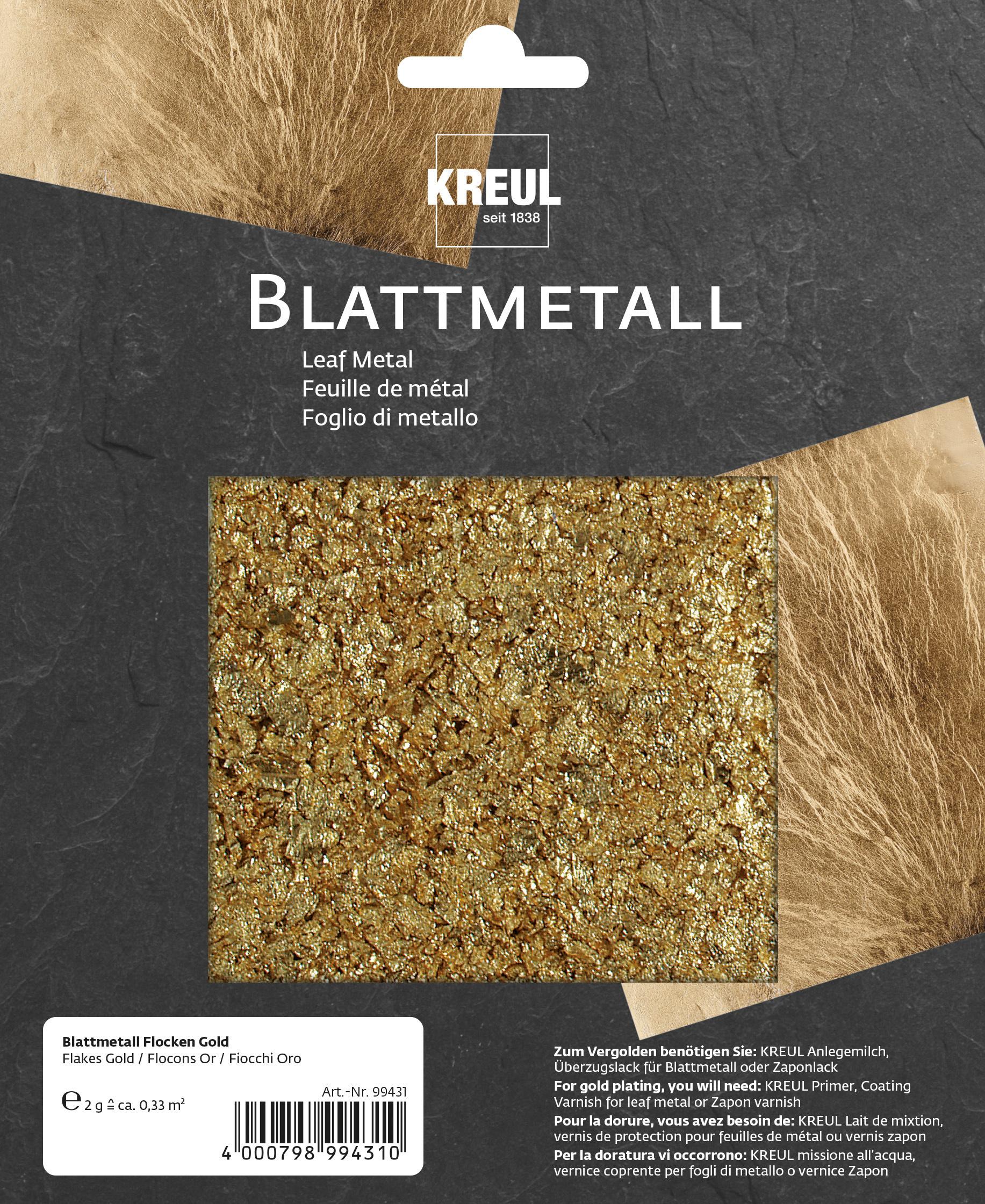 KREUL Art Deco Blattmetalle Flocken goldfarben 2 g