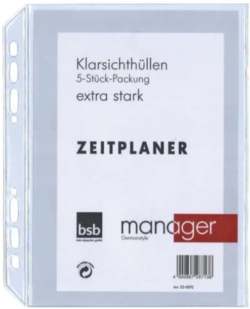 bsb Timereinlagen Manager Prospekthüllen A5