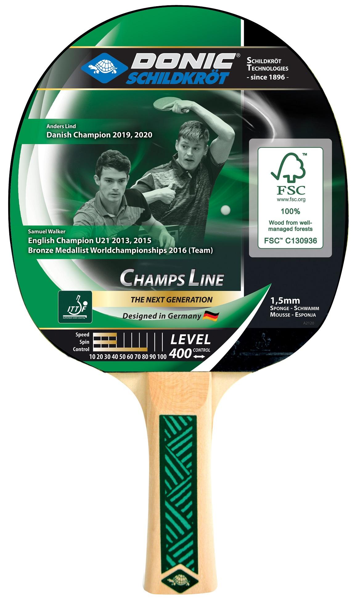 Donic-Schildkröt - Tischtennisschläger Champs Line 400, 1,5 mm Schwamm, Jade - ITTF Belag