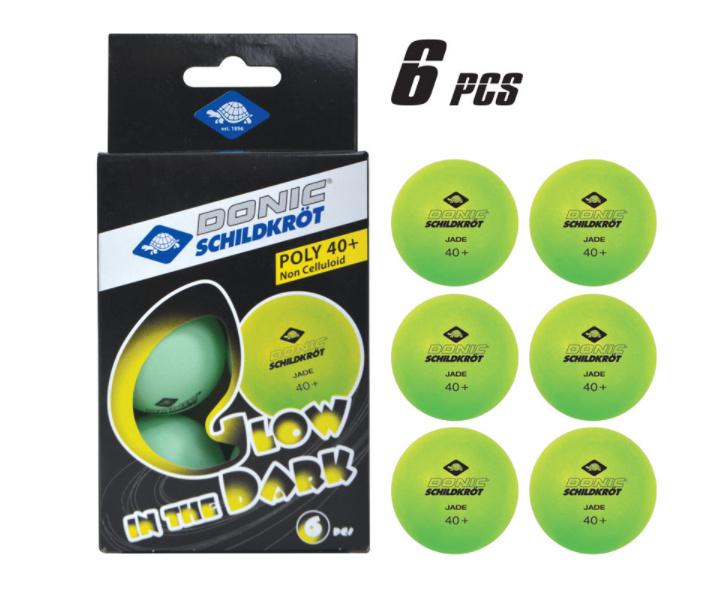 Donic-Schildkröt - Tischtennisball"Glow in the Dark", 6 hellgrüne, fluoreszierende Bälle
