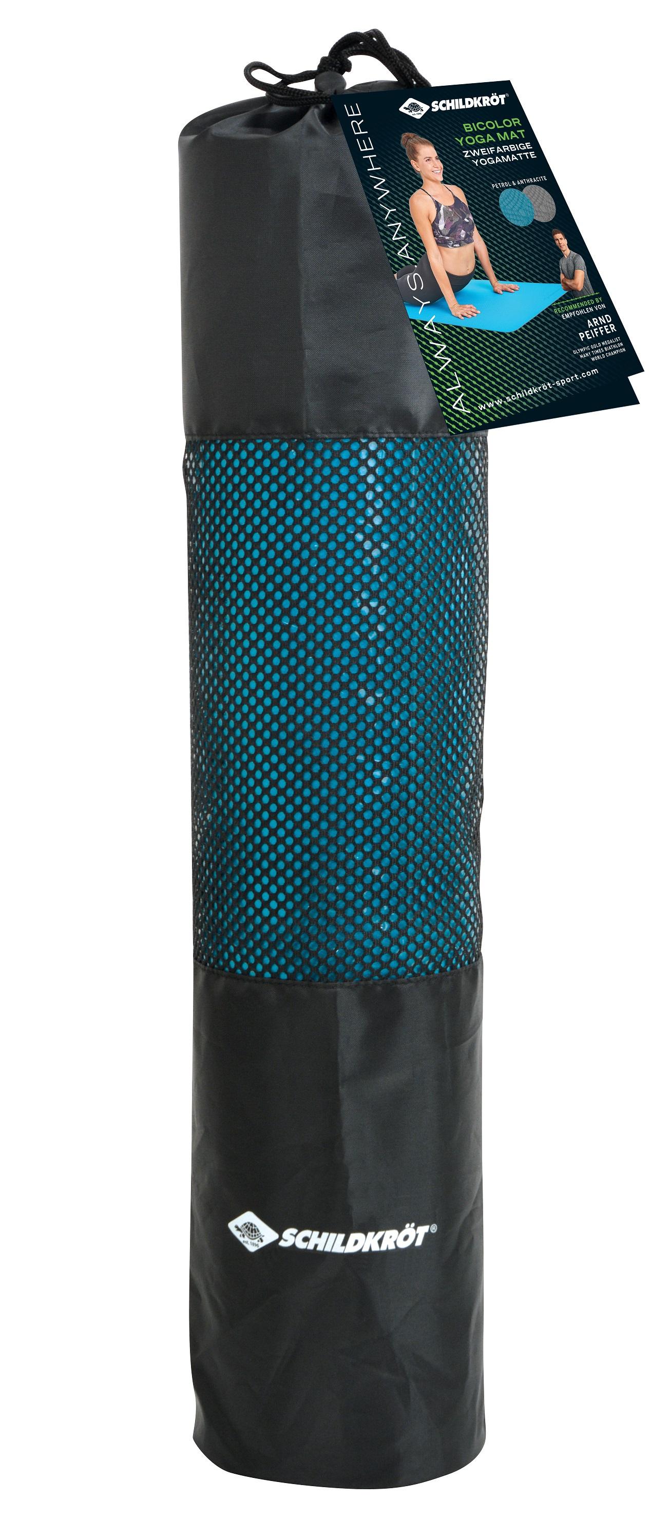 Produktbild Schildkröt-Fitness - BICOLOR Yogamatte, Petrol-Anthrazit, 4mm, PVC-frei, im Carrybag 5 von 5