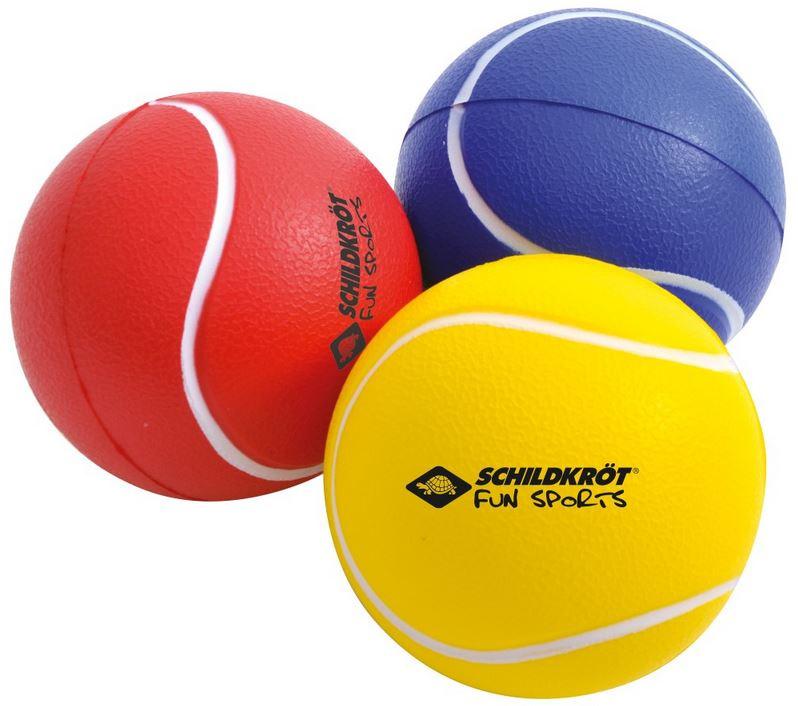 Schildkröt-Funsports -  SOFT BALLS, gelb, rot, blau im Netz, 3er Set