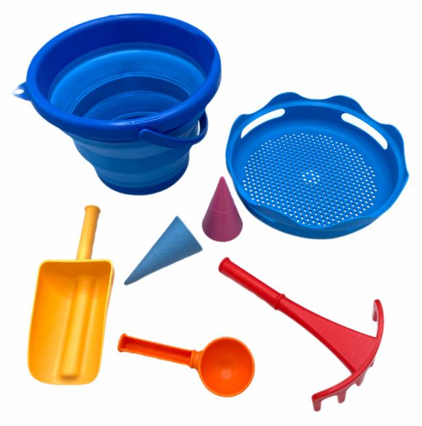 Schildkröt-Funsports - 7in1 Sand Toys Falteimer Set, Farbe: Blau