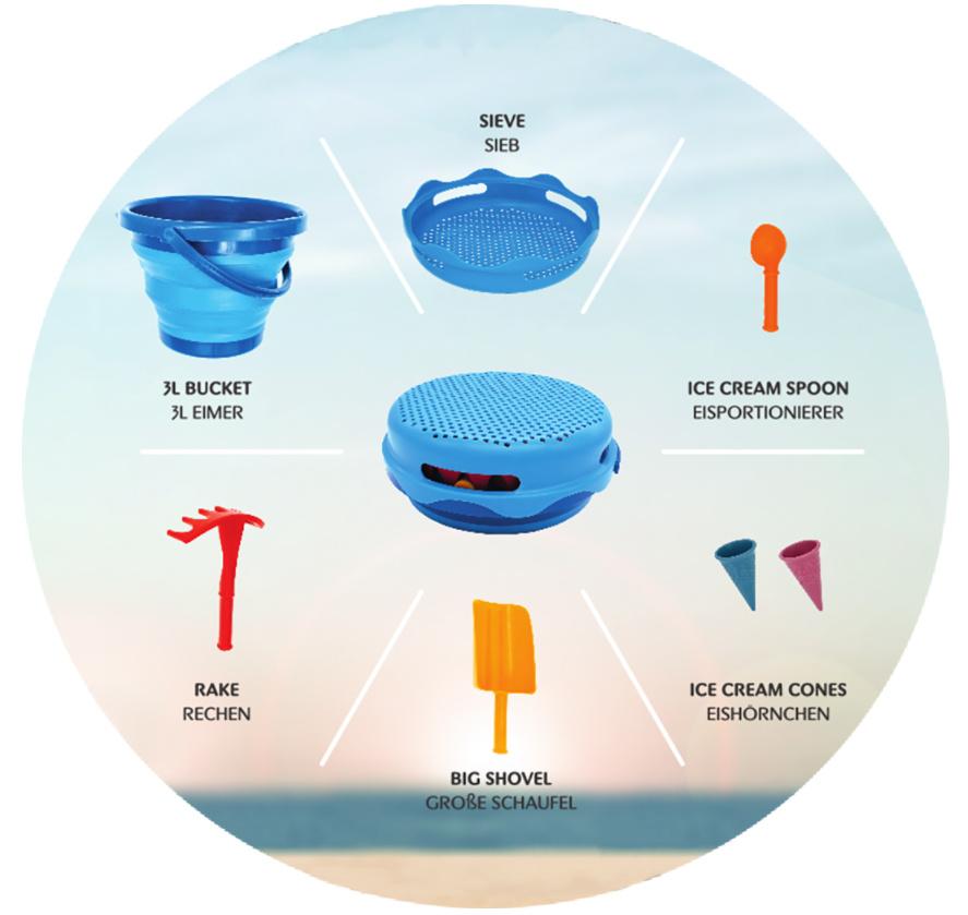 Produktbild Schildkröt-Funsports - 7in1 Sand Toys Falteimer Set, Farbe: Rot 4 von 9