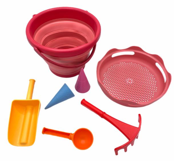 Schildkröt-Funsports - 7in1 Sand Toys Falteimer Set, Farbe: Rot