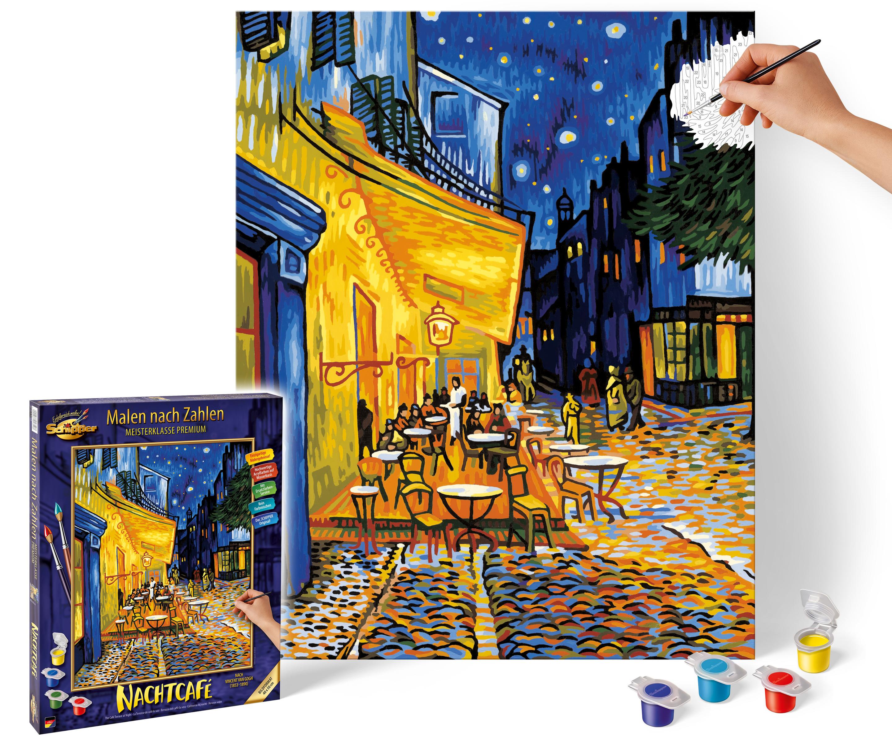Schipper Malen nach Zahlen - Motiv Gruppe Berühmte Maler - Caféterrasse am Abend – Nachtcafé nach Vincent van Gogh