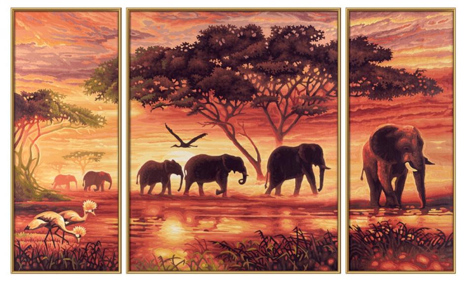 Produktbild Schipper Malen-nach-Zahlen - Meisterklasse Triptychon - Afrika - Elefanten-Karawane 2 von 3