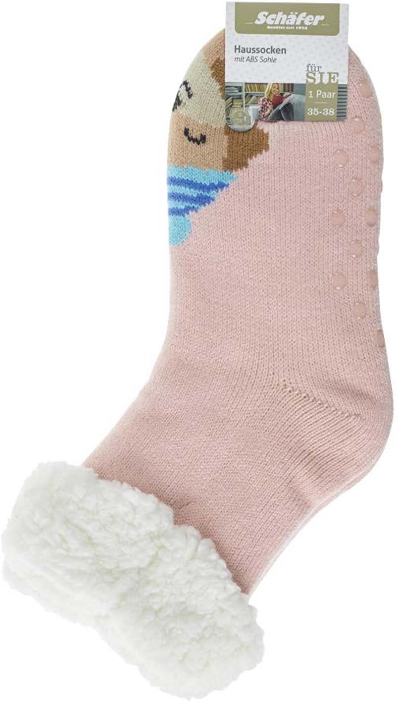 Schäfer Damen ABS-Homesocken mit Teddybund