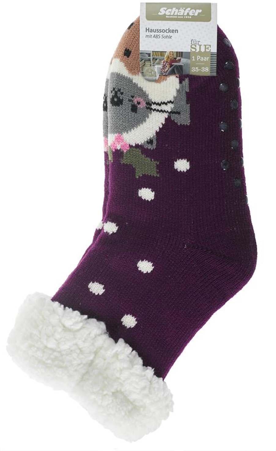 Schäfer Damen ABS-Homesocken mit Teddybund