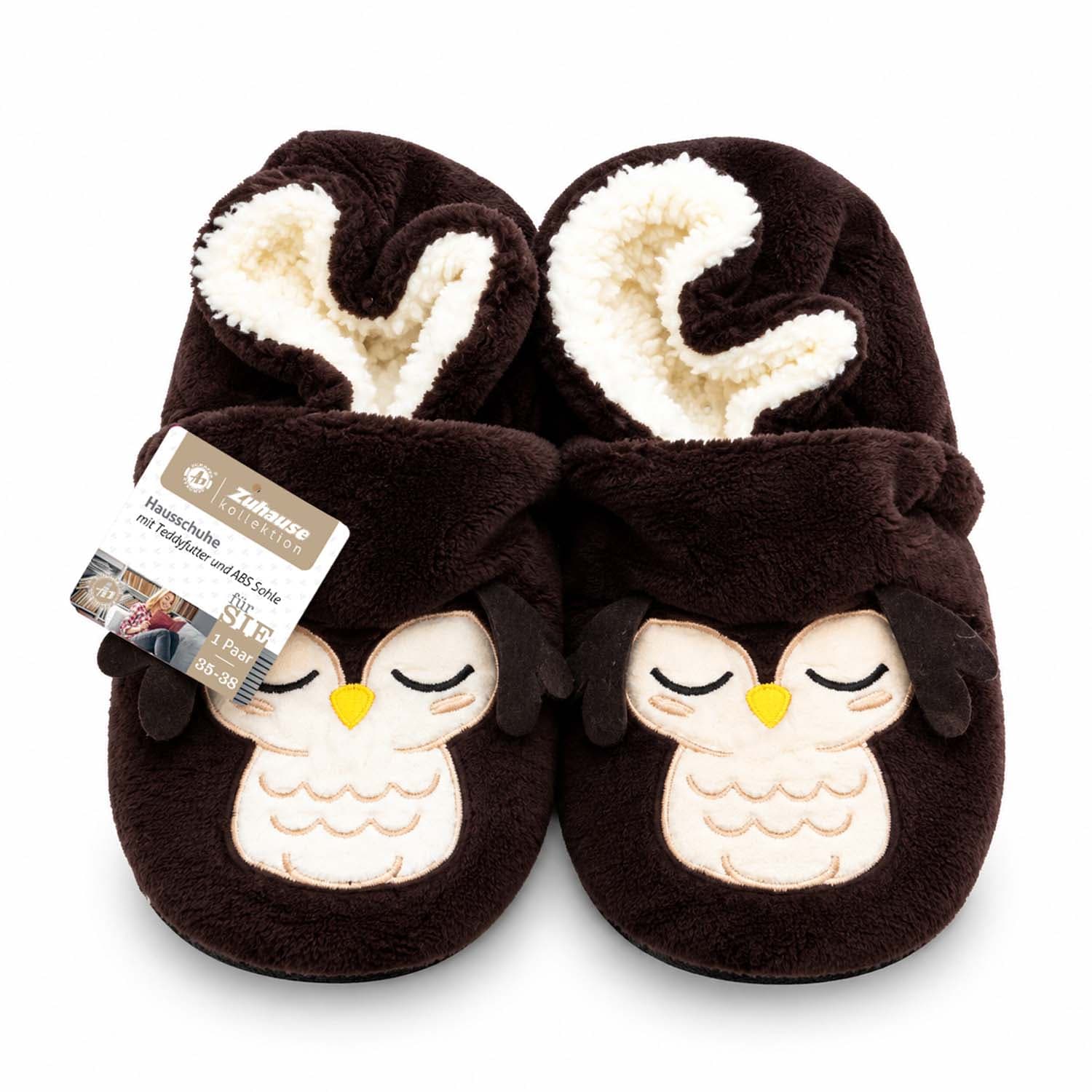 Damen ABS Hausschuhe 3D Sleepy Owl