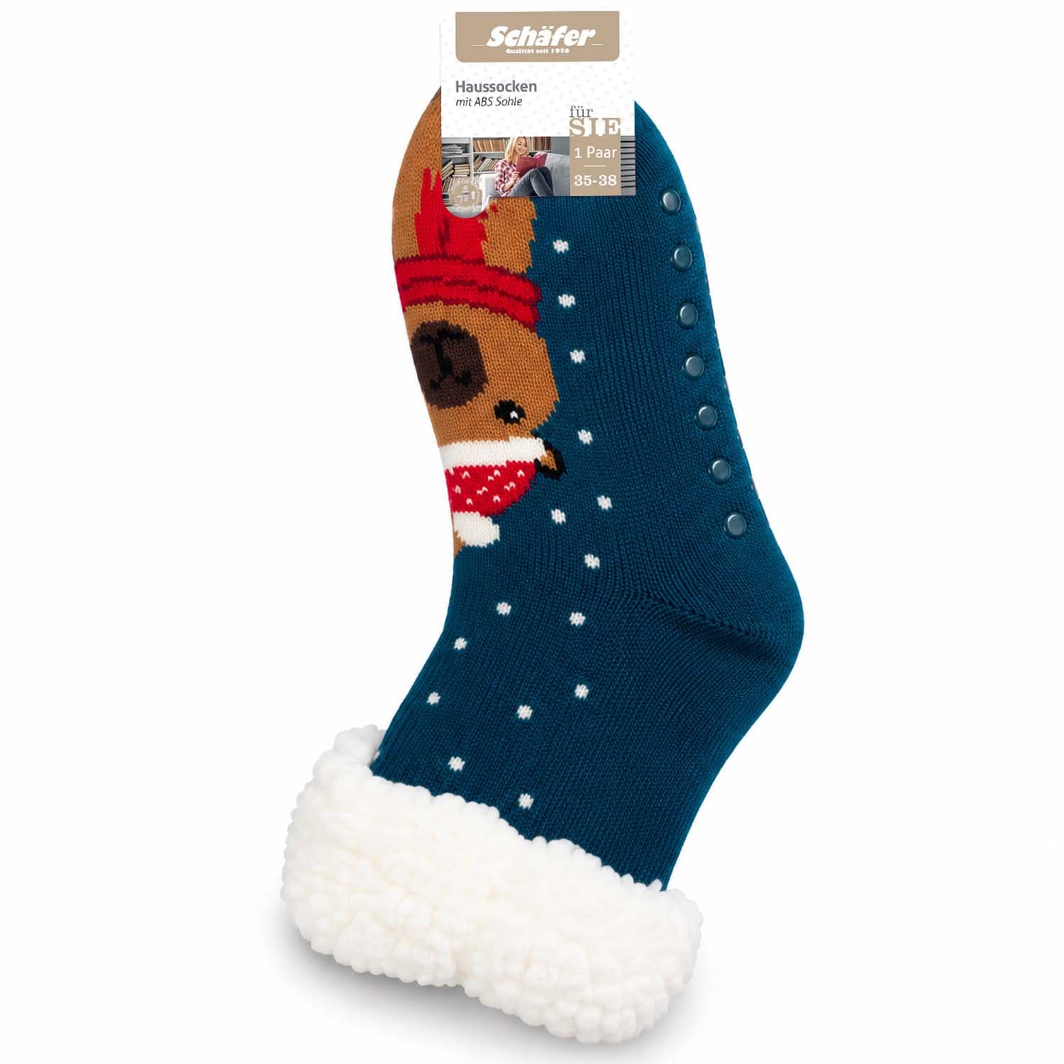Schäfer Damen ABS-Homesocken mit Teddybund