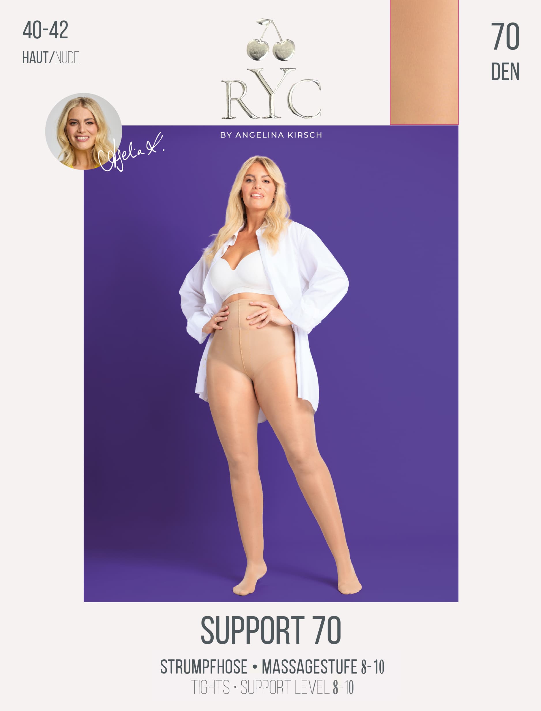 RYC Damen Kompression Feinstrumpfhose 70 DEN