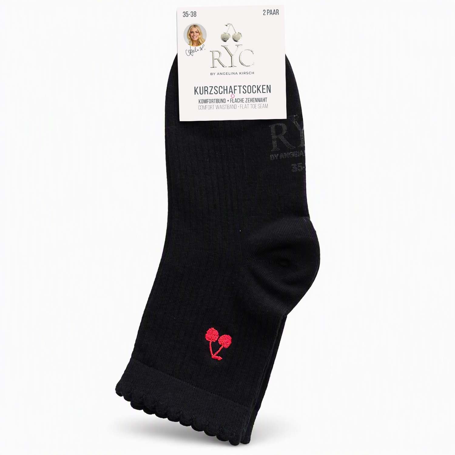 RYC Damen Kurzsocken Rippe 2er Pack