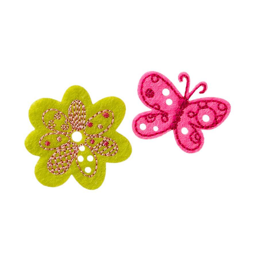 Mono Quick Bügelmotiv Blume und Schmetterling pink/grün