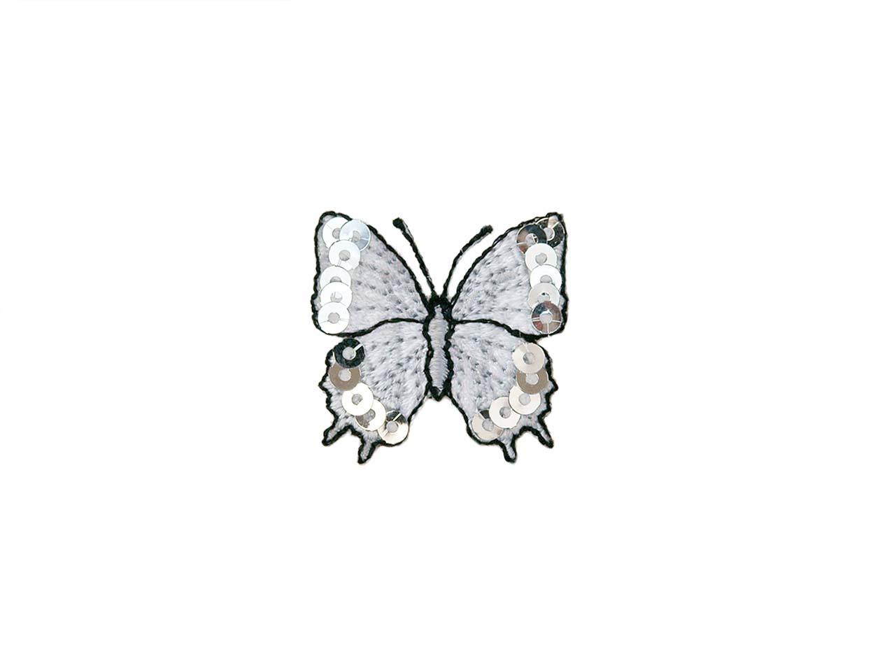Mono Quick Bügelmotiv Schmetterling silber Pailletten