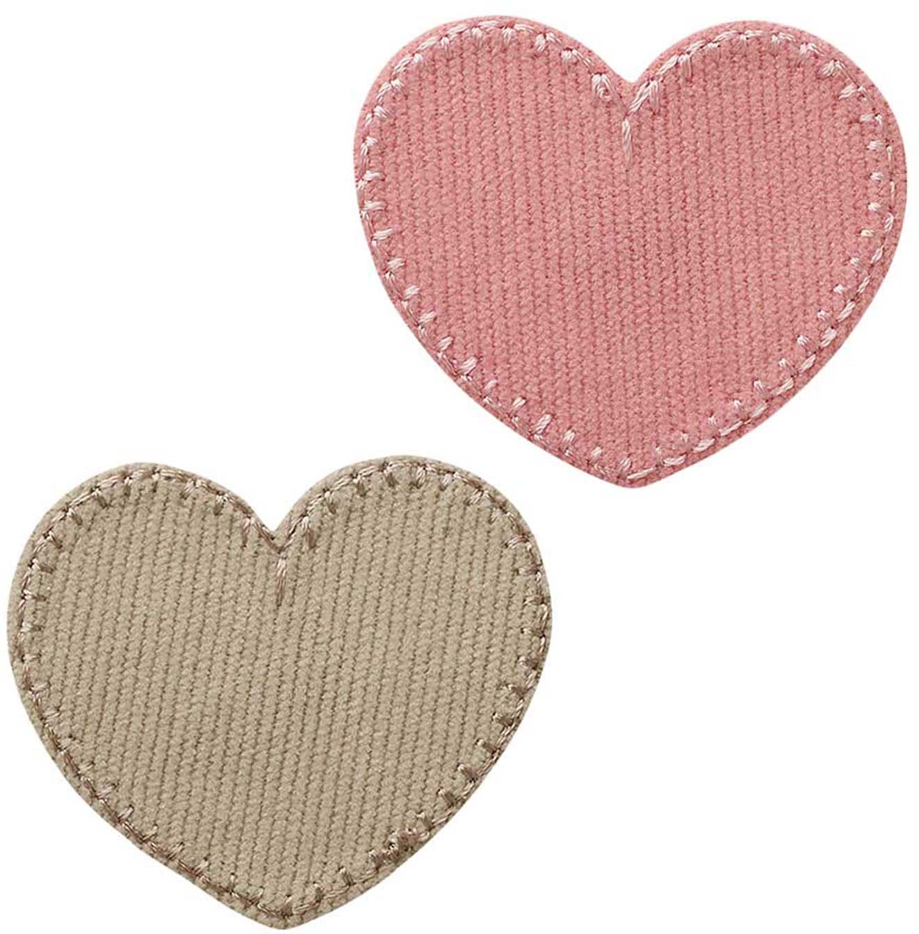 Mono Quick Bügelmotiv Midi Herz Cord 4,5x5cm 2er Set