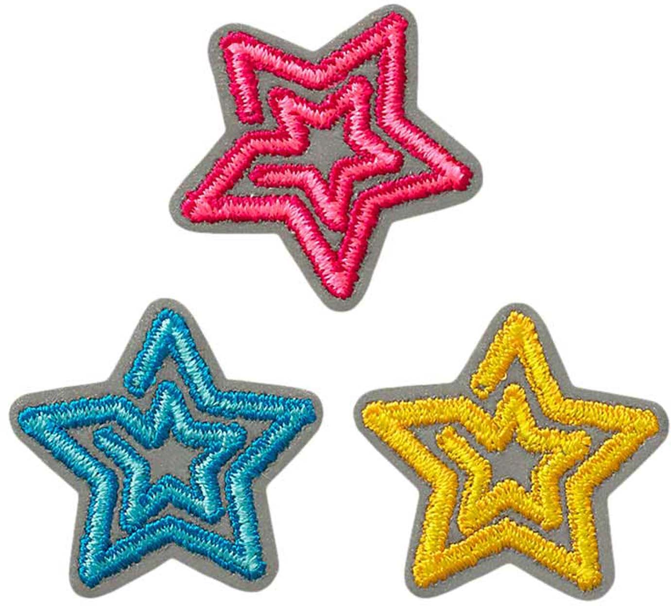 Mono Quick Bügelmotiv Midi Reflex Sterne 2,8x2,9cm 3er Set