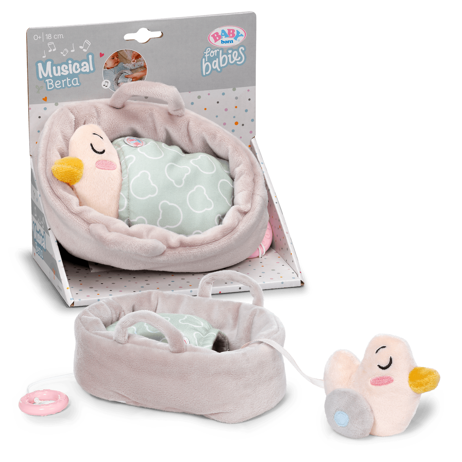 BABY born Baby-Spieluhr aus Plüsch "Ente Berta im Körbchen"