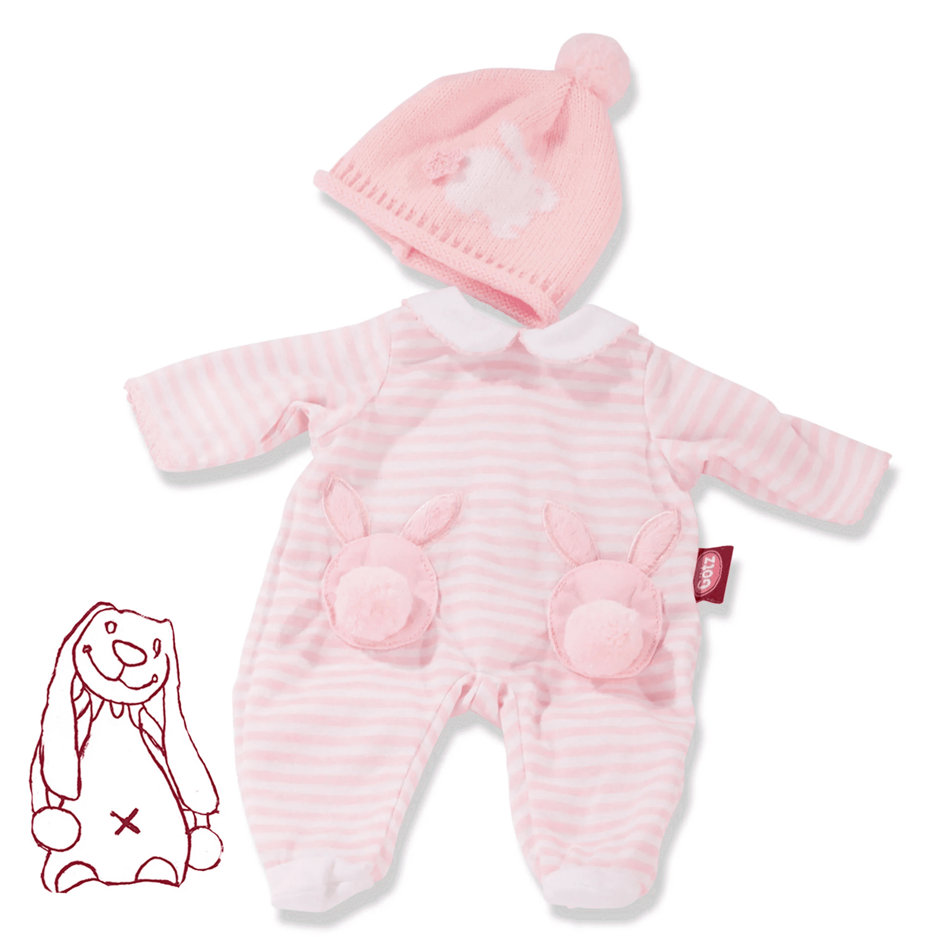 Götz - Puppen Babykombi Häschen Gr. S – Niedliches Puppenkleidungs‑Set für Babypuppen