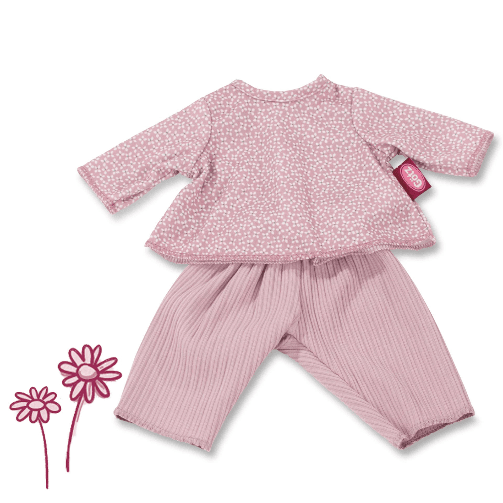 Götz - Puppenmode Kombi Blümchen – Sommerliches Puppenoutfit für Götz Babypuppen 30–33 cm