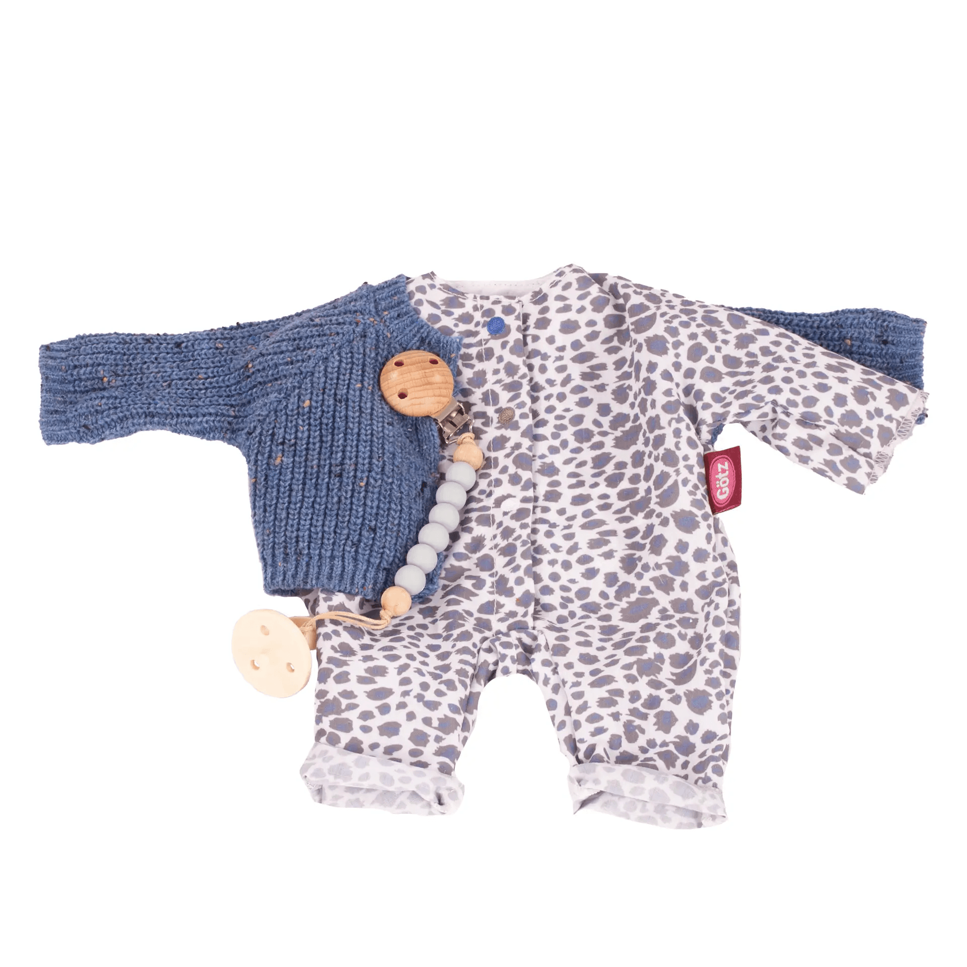 Götz Babykombi Blue Tiger Gr. S, 4-teiliges Puppenkleidungs-Set für Babypuppen 30–33 cm