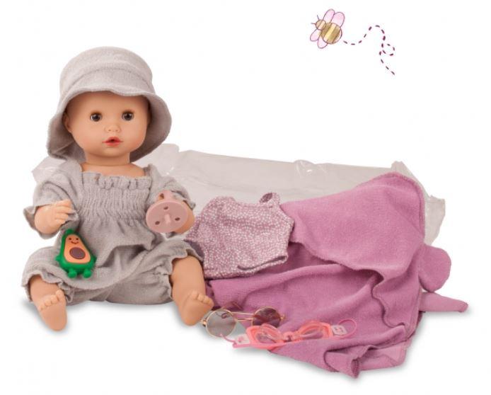 Götz - Sleepy Aquini Mädchen Avocado 33 cm, Babypuppe ohne Haare mit braunen Schlafaugen