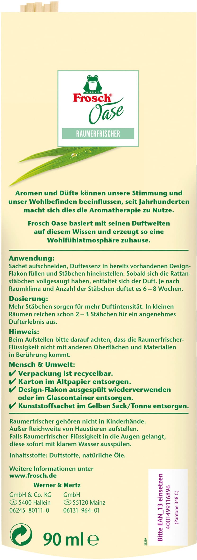 Produktbild Frosch Oase Raumerfrischer Zitronengrasfrische Nachfüllbeutel 2 von 2