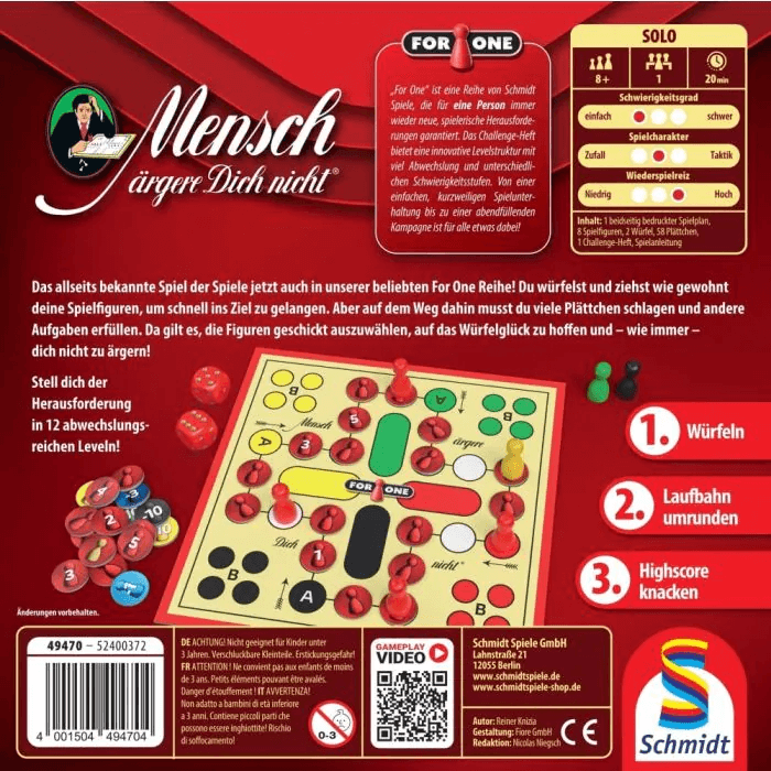 Produktbild Schmidt Spiele - For One: Mensch ärgere Dich nicht®, 1-Personen-Spiel, Familienspiel 2 von 3