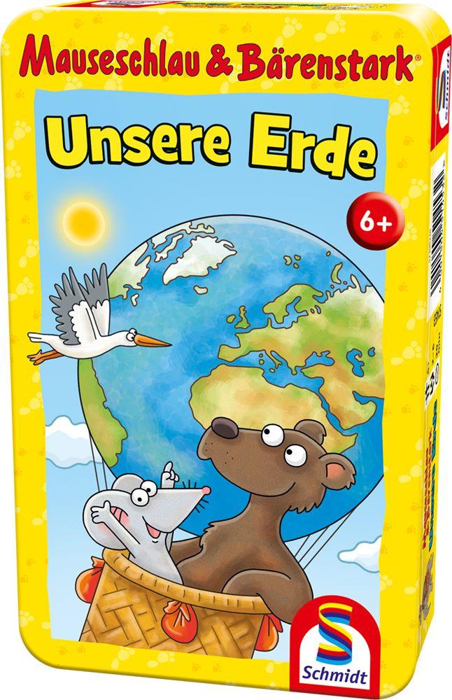 Schmidt Spiele - Mauseschlau&Bärenstark: Unsere Erde, Reisespiel in der Metalldose