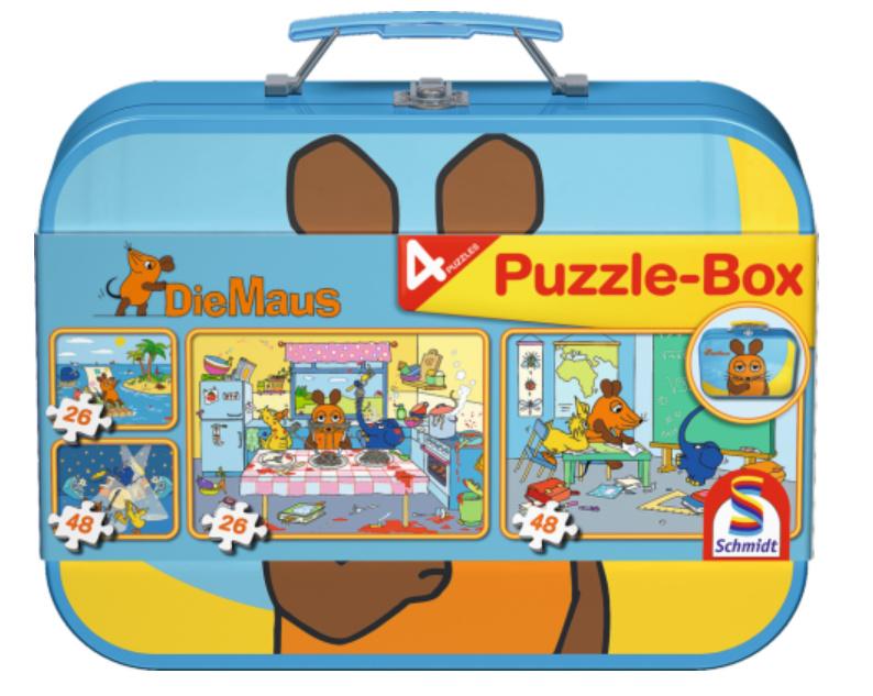Schmidt Spiele - Kinderpuzzle - Die Maus, Puzzle-Box im Metallkoffer, 48 Teile