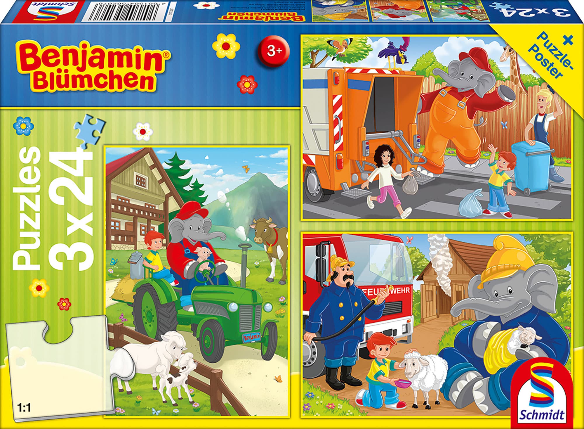 Schmidt Spiele Kinderpuzzle In Aktion, 3 x 24 Teile  56207
