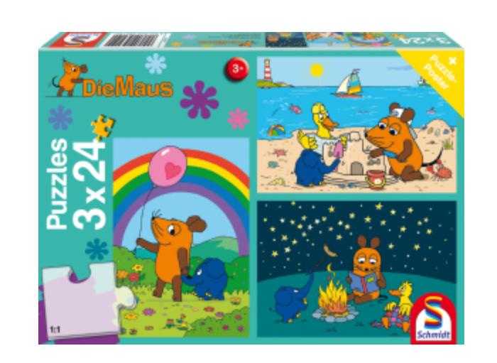 Schmidt Spiele - Kinderpuzzle - Die Maus - Gute Freunde, 3x24 Teile