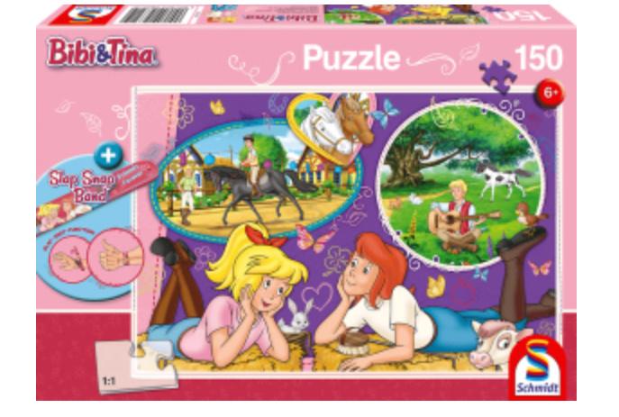 Schmidt Spiele - Kinderpuzzle - Bibi und Tina: Freundinnnen für immer + Slap-Snap-Band