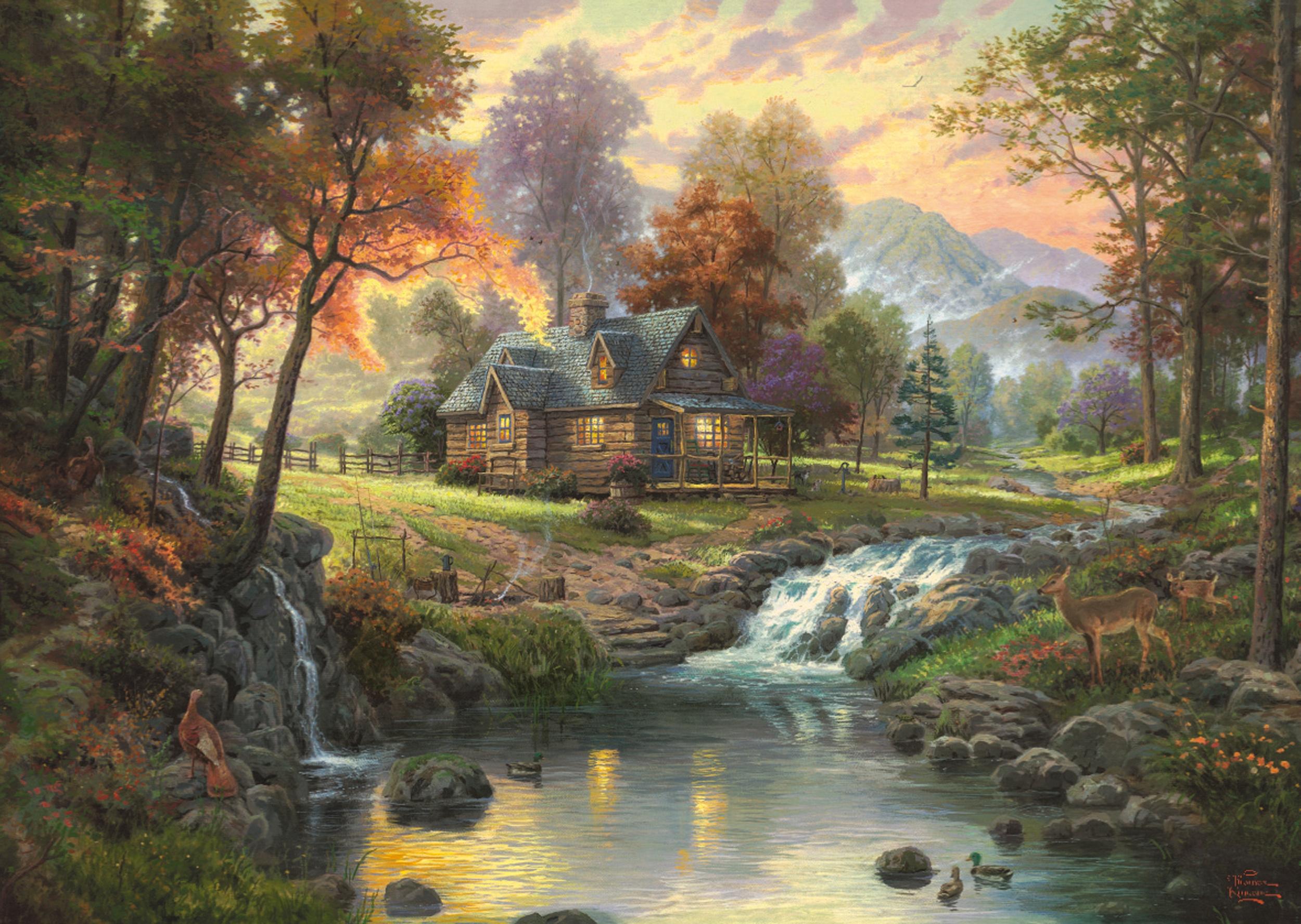 Produktbild Schmidt Spiele - Puzzle - Thomas Kinkade - Holzhaus am Bach, 1000 Teile 3 von 5