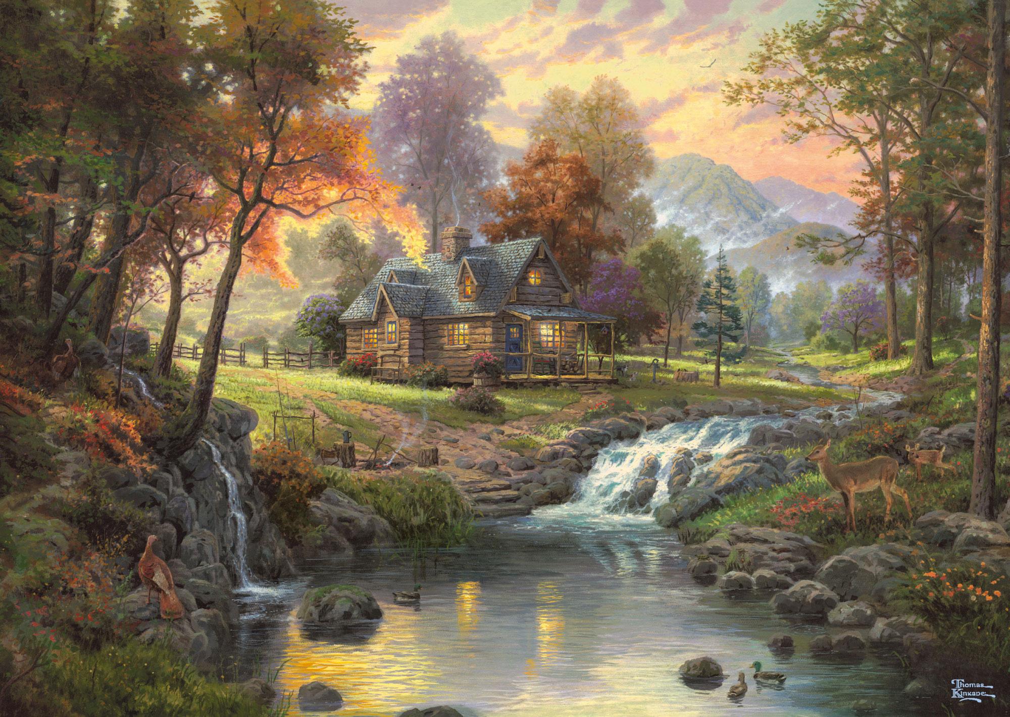 Produktbild Schmidt Spiele - Puzzle - Thomas Kinkade - Holzhaus am Bach, 1000 Teile 5 von 5