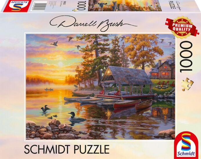Schmidt Spiele - Erwachsenenpuzzle -Darrel Bush: Bootshaus mit Kanus, 1.000 Teile Puzzle