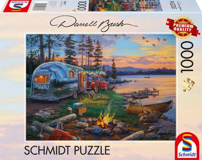 Schmidt Spiele - Erwachsenenpuzzle - Darrel Bush: Campingidyll am See, 1.000 Teile Puzzle