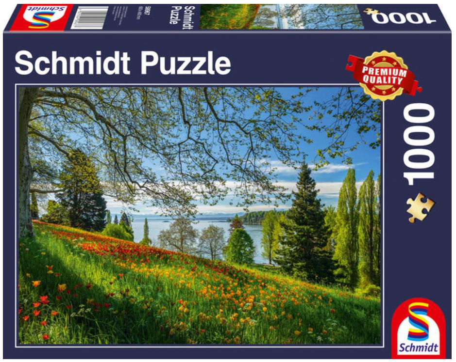 Schmidt Spiele - Erwachsenenpuzzle - Frühlingsallee zur Tulpenblüte, Insel Mainau, 1000 Teile Puzzle