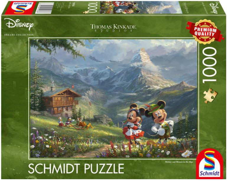 Schmidt Spiele - Erwachsenenpuzzle - Mickey&Minnie in den Alpen,  1000 Teile
