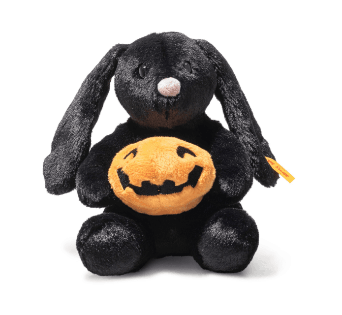 Steiff - Mr. Spice Hoppie Hase – Halloween-Kuschelfreund mit Kürbis (16 cm)