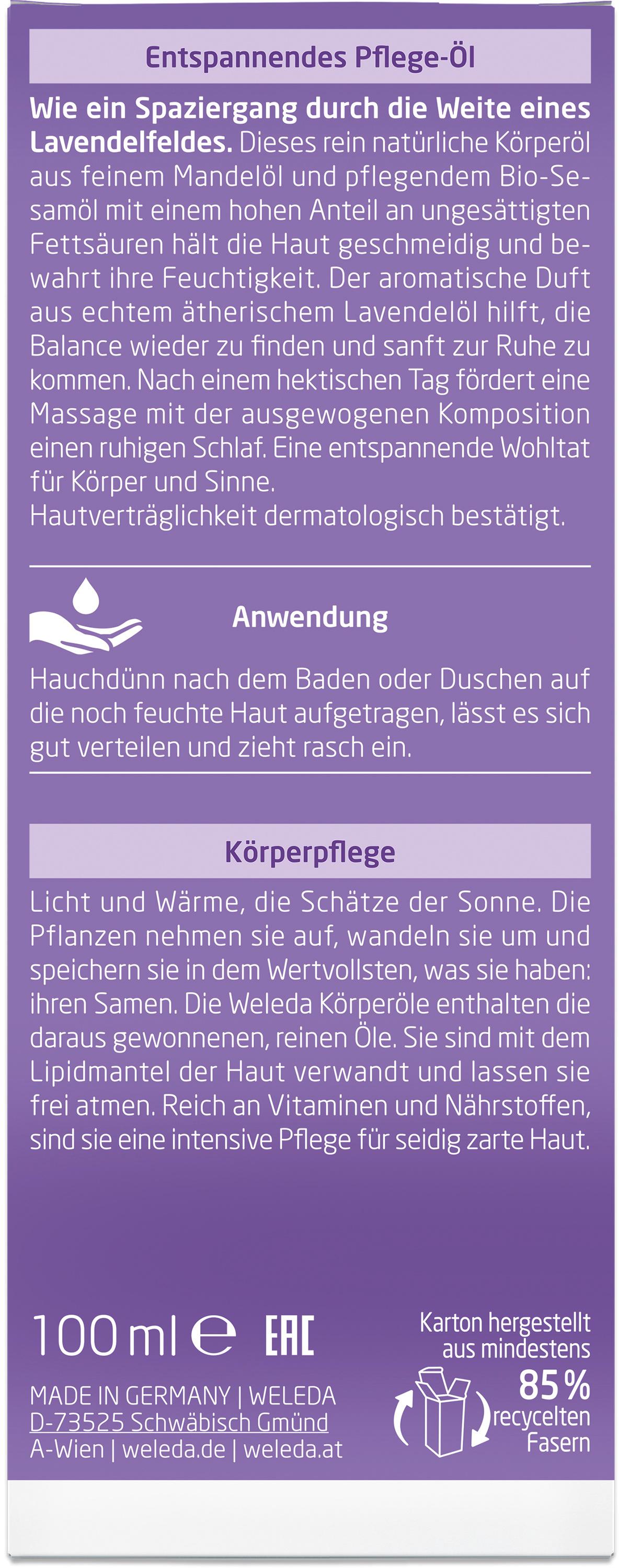 Produktbild Weleda LAVENDEL Entspannendes Pflege-Öl 3 von 7
