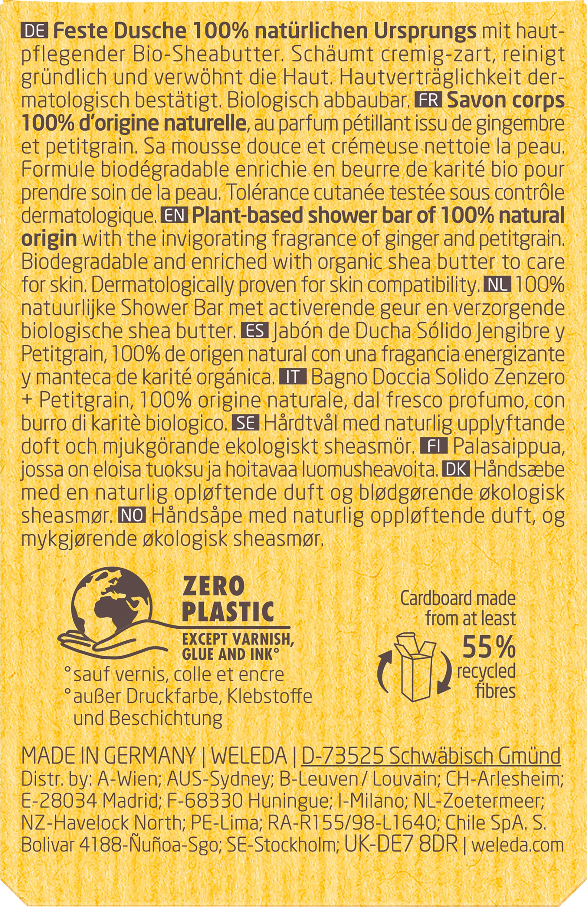 Produktbild WELEDA Feste Duschpflege Ginger + Petitgrain 2 von 5