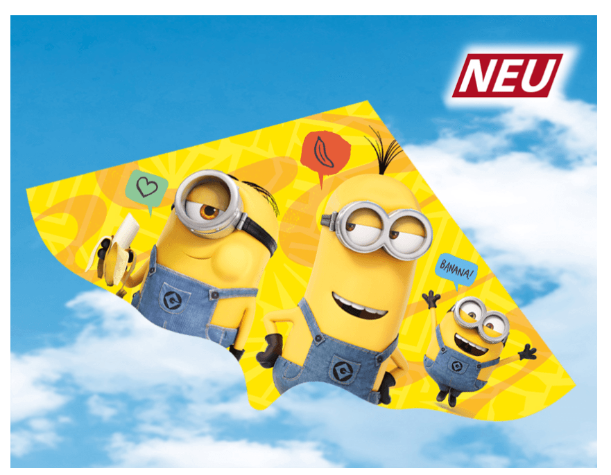 Günther Flugmodelle -  Minions Einleiner-Drachen aus robuster Folie – 115×63 cm