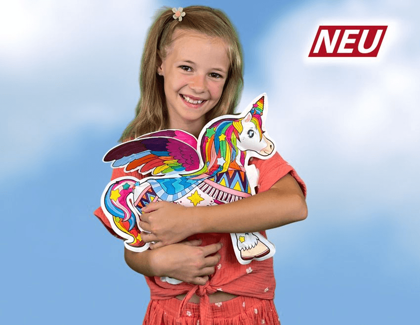 Günther Flugmodelle - MAGIC UNICORN – Aufblasbares Ausmalbild, kreatives 3D‑Einhorn zum Anmalen & Spielen